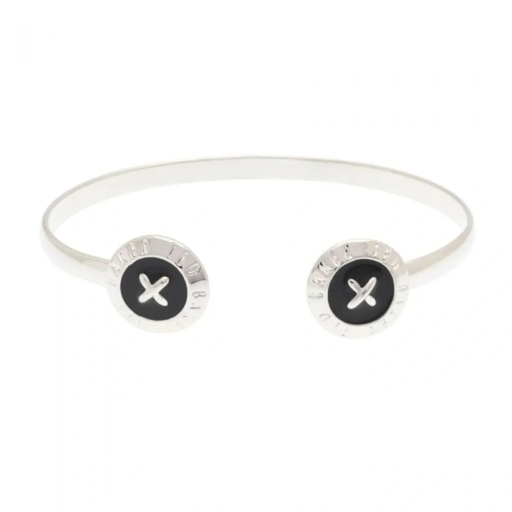 Ted Baker Eida SILVER Finish BLACK Enamel Cuff